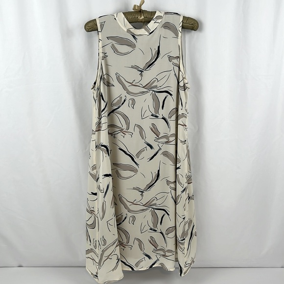 The Cause Collection Silk Sleeveless Mini Dress Ivory Abstract Bird Print size S - Picture 2 of 11